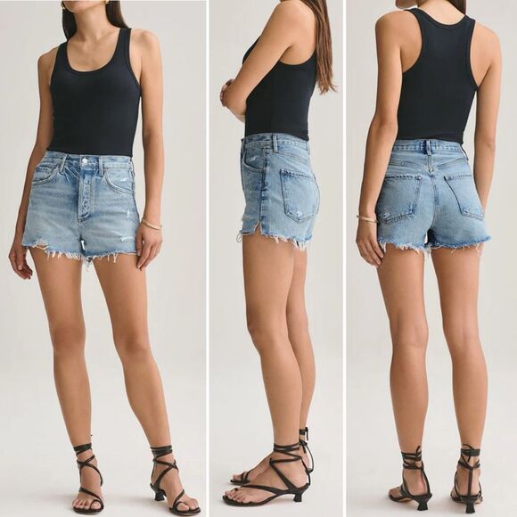 AGOLDE Jaden Cut Off Jean Short in Surreal Wash Size 28 - Picture 1 of 5